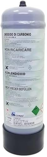 GASFRIGO® - Bombola co2 acquario - peso netto 1300 gr. - con supporto in plastica - usa e getta - MARCA EUROTRE MADE IN ITALY