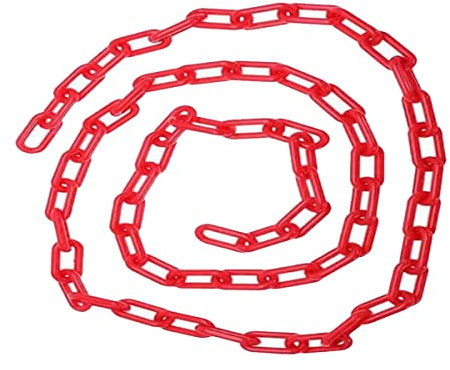 Boxonly Kunststoff-Ketten-Barrieren Link Warnung Sicherheitsbarriere Parkplatz Kunststoffketten für dekorativen Gartenzaun 10 m x 8 mm rot
