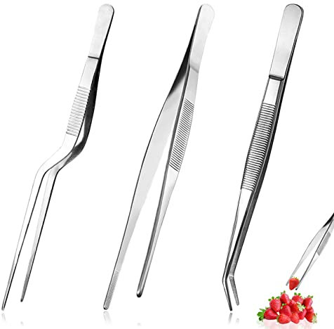 Kitchen Tweezers 3 Pieces, 16cm of Cooking Tweezers, for Decorating Food, Cooking, Baking, etc