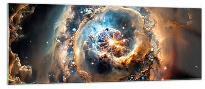 ARTTOR Glasbild 140x50cm Wandbild Glasdruck Weltraum - 5808 | Universum Kosmos Galaxis Panorama Groß XXL Modern Dekoration Wohnzimmer Schlafzimmer Küche Wanddeko Kunstdruck Art ARTTOR