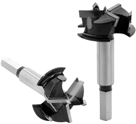Meichoon Forstnerbohrer mit 3 Fräsern, verbesserte Version, höhere Härte, Carbon-Holzbearbeitungswerkzeug, Stanz-Bit, Holzplatten, flache Flügelbohrungen, Lochscharnier, Hartmetall-Bohrsets, 32 mm