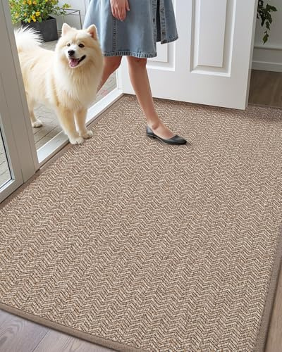 COLOR&GEOMETRY Schmutzfangmatte Innen 60x120cm, Khaki Wellen, Fußmatte | Rutschfeste Fußmatte, Eingangsteppich, mit Gummirücken, Dünn Türmatte, Türmatte für Eingang, Haustür, Rollen ohne Falten