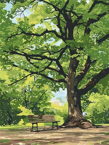 Malen Nach Zahlen Baum, 60x80cm DIY Malen Nach Zahlen Erwachsene Garten, DIY Kreativ Set für Erwachsene Handgemalt Ölgemälde Kits auf Leinwand Geschenk, Acryl-Malen Nach Zahlen für Wanddeko Geschenke