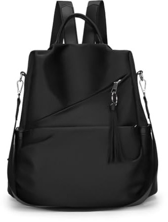 Ruarby Rucksack für Damen, wasserdicht, Anti-Diebstahl-Rucksack, Geldbörse, Schultertasche, Reisetasche, Tagesrucksack für Arbeit, Uni, Alltag, Schwarz