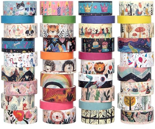 Forwaarss 39 Rollen Washi Tape Set, Niedliches Tier-Klebeband, Dekoratives Abdeckband, Klebeband für DIY, Scrapbooking, Geschenkverpackungen, Partydekoration