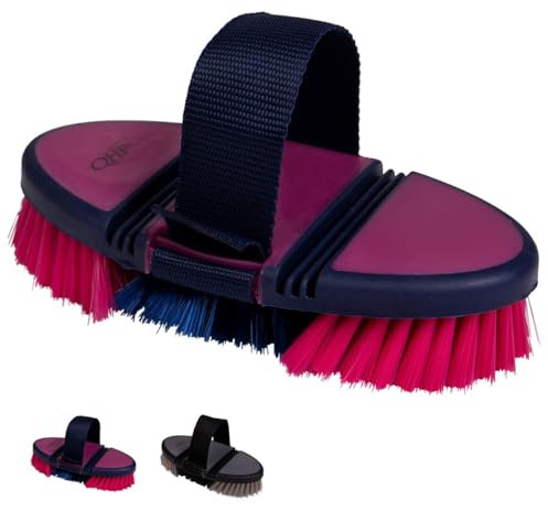 NETPROSHOP Flexible Kardätsche passt Sich dem Körper an Flexible Pferdebürste, Farbe:Pink/Dunkelblau