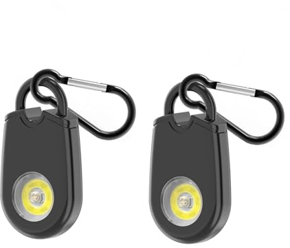 Lancoon Personal Alarm Schlüsselanhänger 2 Pack mit Stroboskoplicht 125dB Notfall-Sicherheitsalarm für Frauen Kinder Ältere Menschen Männer Sicherheitswarngerät Tragbar Schwarz