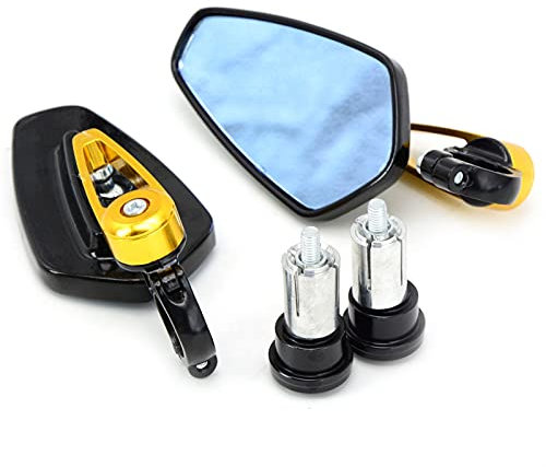 GQUIKGW Motorrad Rückspiegel Für BMW S1000RR S1000R HP4 R1200GS F650GS F800GS F800R F700GS 7/8  22mm Lenker Motorrad Lenkerendenspiegel Motorradspiegel(Black Gold)