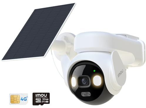 Imou 5MP Cámara Vigilancia 4G WiFi Dual, Grabación 24/7 AOV, Cámara Exterior Solar con Batería 10000mAh, Detección Humana/Vehículo, Visión Nocturna Color, Mode Privado, Incluye Sim y 32GB Tarjeta SD