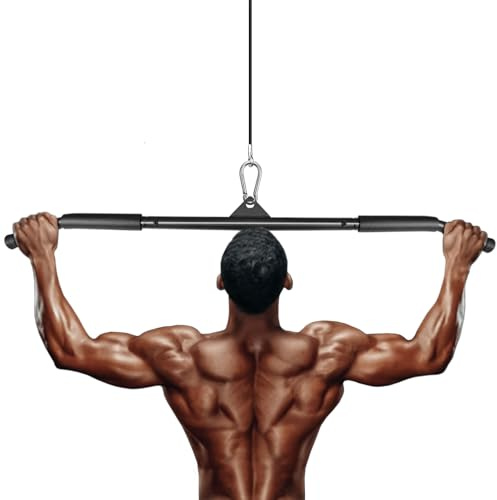 Favuit Bizeps Stange Latzugstange, LAT Pull Down Bar Fitness Krafttraining Gerade Stange Kabelzug Latzug Griff Bar für Zuhause Bodybuilding Workout Zubehör Trizepsstange Schwarz