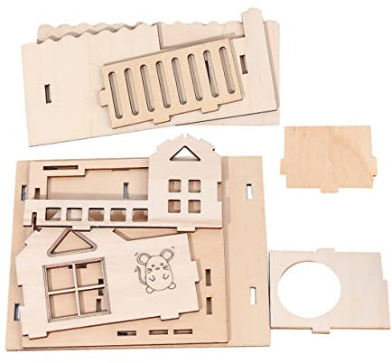 UPKOCH Holz Hamsterhaus Kreatives Zweistöckiges Häuschen Naturholz Spielzeug Für Hamster Und Ratten Mit Leiter Brett Und Metallverschluss