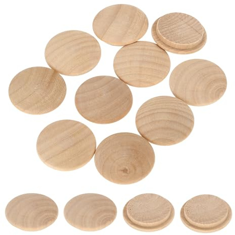 sourcing map 20 Stück Holzknopfstopfen, 25 mm, Hartholz-Schraubenlochstopfen Pilzholzkappen, Knöpfe aus Buchenholz, für Möbel, Holzbearbeitung, Handwerk, Dekor (30 mm x 25 mm)