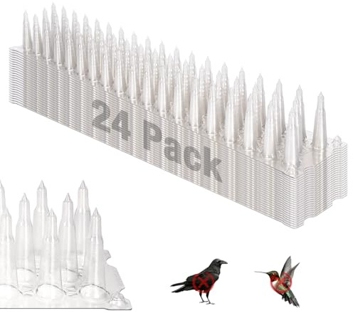Glosaie Bird Spikes Deterrent Cover 10.36m (34 feet), Discreet Pigeon Spikes to Keep Birds Away, 24 Packs Enhanced Anti Bird Spikes for Fence, Garen, Balcony and Roof
