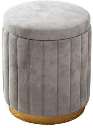 Pouf Basso Rotondo In Velluto, Sgabello Da Toeletta In Spugna, Sgabello Carino per Soggiorno, Camera Da Letto, Studio(Gray,Storage)