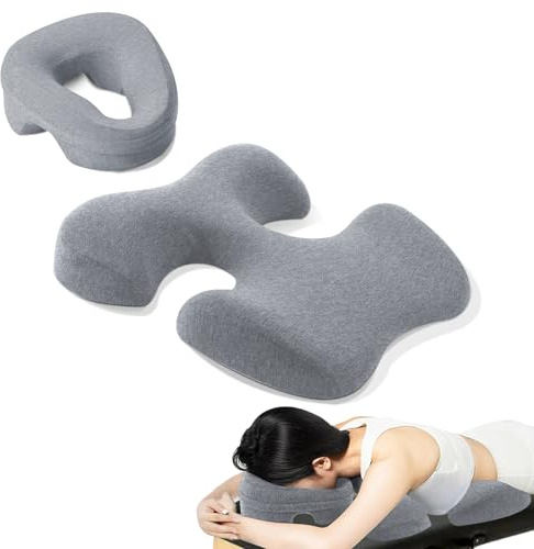 TOROKOM Breast Pillow for Massage, Massage Bolster Face Down Pillow for Sleeping Washable Soft Head Cushion and Chest Cushion for SPA Home Gray
