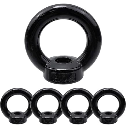 Gutol Pack Of 5 Ring Nuts M8, Eyelet Nut,Stainless Steel Eye Nut, Ring Eyelets M8 for Hanging and Fixing（black）