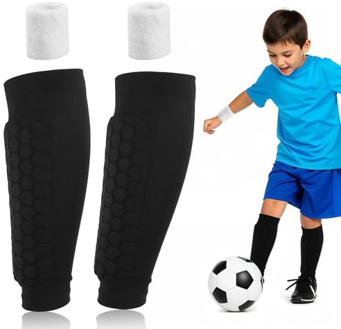 1 paio di protezioni per la tibia per il calcio, per bambini e ragazze, per sci