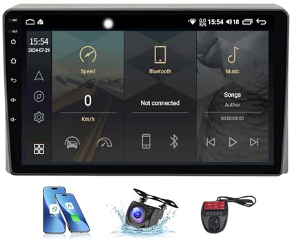 Autoradio Android 13 9 Pouces pour Toyota Hiace 2013-2018, 2 DIN avec CarPlay, Navigation GPS, Bluetooth, 4G, Wi-FI, DSP, FM, RDS, Dab+, Commandes au Volant et enregistreur vidéo numérique (