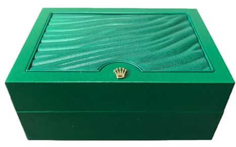 ROUHO Uhrenhalter Einzelslot Grün Wellendesign Echtholz Uhrengehäuse Samtkissen Präsentationsbox Uhrenständer für Rolex Polar