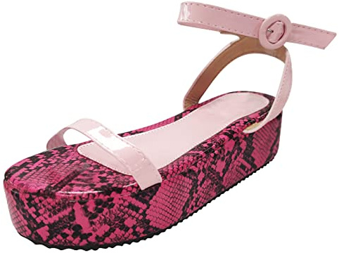 Uwdiohq Sandali Trekking Donna Scarpe Con Tacco Spesso Posizionate Sul Fondo Del Bottone Da Pendenza Serpente Senza (Red, 41) Neri Bassi Cinturino Caviglia Comode Eleganti Zeppa A Pelle Vera