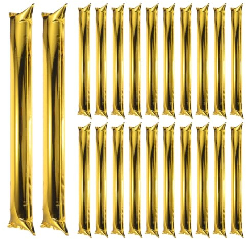 MAGICLULU 32 Palos de Animación Inflables Dorados de Aluminio para Eventos Deportivos Efecto Potente y Cabezal Redondo para Animar y Crear Ambiente