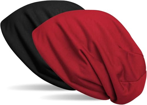 styleBREAKER Beanie Wende Mütze Jersey Stoff bis 58cm | Wendemütze. 2-farbig. elastisch. Bundweite 27cm. Höhe 28cm. weiche Haptik. Einheitsgröße. pflegeleicht.