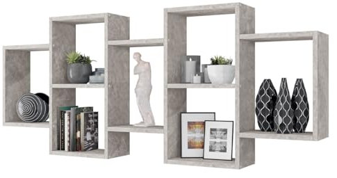 Mirjan24 Wandregal Trio 001, Dekoregal Wandboard, Buchregal, Hängeregal, Wandschrank, Hängeschrank, Regal (Beton)