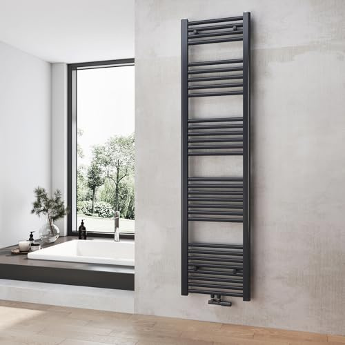 Heilmetz® Badheizkörper Anthrazit Handtuchtrockner Heizung 1600 x 400 mm Bad Heizkörper Handtuchheizkörper Mittelanschluss Handtuchwärmer