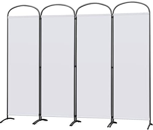 Angel Living Paravent Stellwand Sichtschutz Faltbarer Raumteiler Trennwand Sichtschut für Draußen Garten Schlafzimmer Wohnzimmer Büro Innen Außenbereich (Weiß, 4 Teilig)