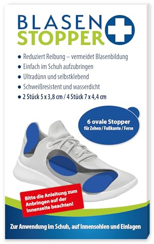 BLASENSTOPPER | 6 Ovale Stopper für Zehe/Fußkante | Zur Vermeidung von Blasen und Druckstellen, Das Original, Nie wieder Blasen für Schuhe, Wandern, Büro und mehr (Ovale Stopper)