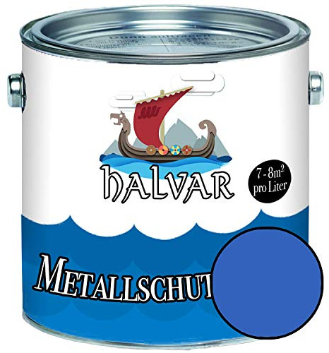 Halvar Metallschutzlack GLÄNZEND Blau RAL 5000-5024 Metallfarbe besonders robuster Kunstharzlack Wetterbeständig & perfekter Langzeitschutz Metall (2,5 L, RAL 5015 Himmelblau)