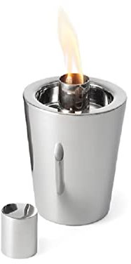 Philippi - TARCIA Tischfackel - Kleines Tischfeuer für Balkon oder Terasse - Edelstahl poliert - Silber