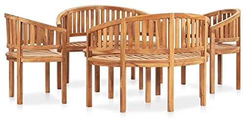 vidaXL Loungegrupp för trädgården 5 delar bananformad massivt teakträ