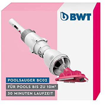 BWT Poolsauger (BC02, mit Standard-Poolstange) | Effektive Reinigung von freistehenden Pools und Pools bis 10 m³ | Kabelloser Betrieb mit maximaler Bewegungsfreiheit | Hohe Saugleistung