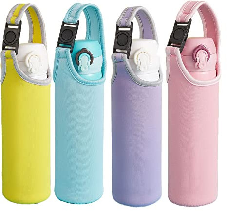 4 Stück Flaschenhülle, Neopren Flaschen Schutzhülle, Glasflaschen Hülle, Flaschen Thermo-Hülle Taschen, für den Schutz von Wasserflaschen in der Schule, Arbeit, im Fitnessstudio, auf Reisen