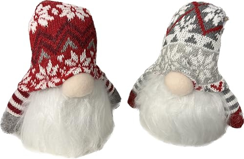 Brandsseller Weihnachtswichtel 17 cm mit LED – Skandinavische Figuren, detailreiche GNOME als dekorative Winterdeko für Tisch, Fenster & Wohnzimmer, Paar