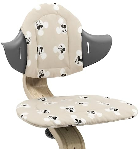 Stokke Nomi Kissen mit Mickey Signature-Muster - Für weiches und noch bequemeres Sitzen im Nomi Stuhl & Hochstuhl - Lässt sich einfach befestigen und abnehmen - Ab 6 Monaten - Maschinenwaschbar