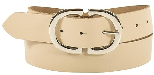 fashionchimp Basic Damengürtel aus 100% echtem Leder, Ledergürtel mit eleganter Doppelschließe, Breite ca. 3,3cm, Made In Germany (Creme-Montana, 120/BW105)