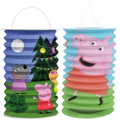com-four® 2X Zuglaterne, Papierlampion zur Herbstzeit, Martinslaterne | Papierlaterne zu Halloween und Sankt Martin - Faltlaterne [Auswahl variiert]