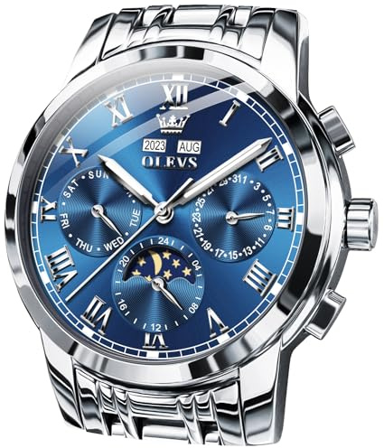 OLEVS Herrenuhren Automatik Mechanische Schwarz Armbanduhr mit Skelettiertem Tourbillon Kalender Wasserdicht Leuchtende Klassische Luxus Armbanduhren für Herren