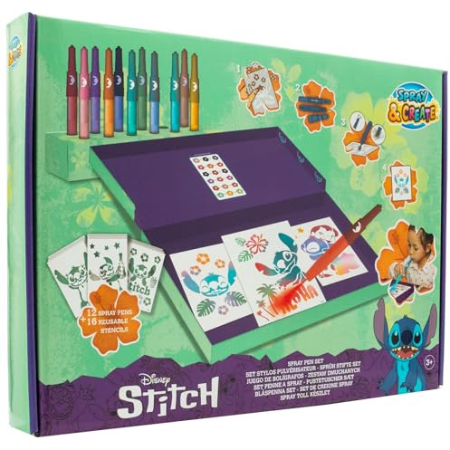 Disney - Lilo & Stitch - Sprühstift-Set Desktop Box - Malstifte für Kinder - Malset mit Buntstiften und Malvorlagen (ST23368)
