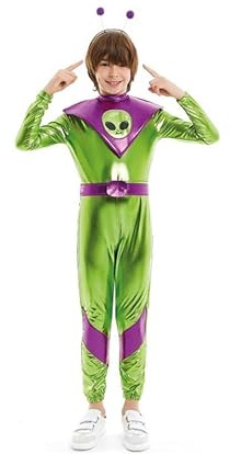 Partilandia Disfraz de Extraterrestre verde y morado para niño 10 a 12 años