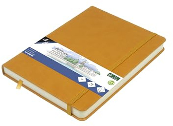 Kangaro Art Skizzenbuch A5 ockergelb PU Hardcover 80 Blatt 140 Gramm cremefarbenes Papier, Gelb