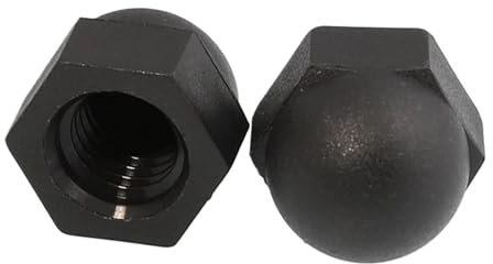 Weiße/schwarze Sechskantmutter aus Kunststoff M3 M4 M5 M6 M8 M10 M12 M14 M16 M18 M20 Nylon-Eichelkappen-Kuppelmuttern zur Isolierung(Black,M16 (5pcs))