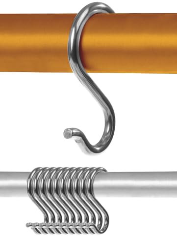 Menz Ganci a S in set da 10 – Sostegni a S solidi in acciaio inox, supporti inossidabili, pratici ganci in metallo, sostegni flessibili da appendere