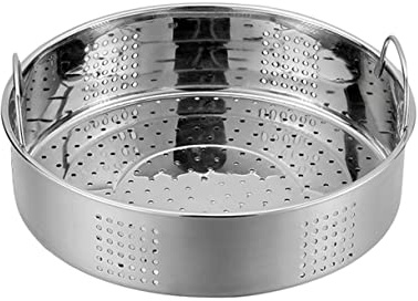 Grille Vapeur Alimentaire 27cm en Acier Inoxydable Poignées | Panier Vapeur Alimentaire, Surface Lisse et Trous Multi-Ventilation, pour Raviolis et Brioches Vapeur