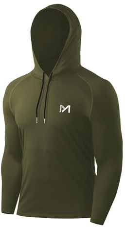 MEETYOO Sportskjorta herr, funktionell skjorta långärmad löpartröja män fitness skjorta andas t-shirts för löpning gym jogging, Grön, M