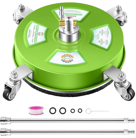 PWACCS 35,6 cm Hochdruckreiniger-Oberflächenreiniger, Edelstahl-Oberflächenreiniger für Hochdruckreiniger, Hochdruckreiniger-Aufsatz zur Reinigung von Einfahrten, Terrassen, Gehwegen und Decks, 6,35