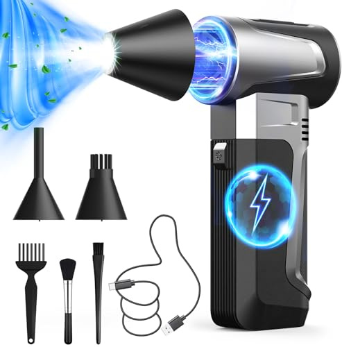 Elektrische Staubgebläse, Air Duster, 160000 U/min 3 Geschwindigkeiten einstellbar, USB-Schnellladung Druckluftspray PC Reinigungsset Mit 5000 mAh Akku, für Laptop,Tastatur, Auto,Bürogeräte, Sofa
