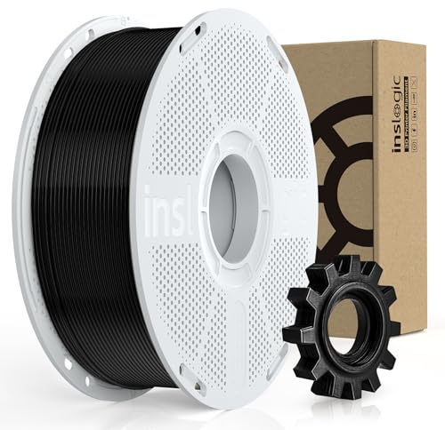 Inslogic Vorgetrocknetes PC-ABS Filament 1.75mm 1kg, Zäh und Hitzebeständig PC Filament 3D Drucker, Polycarbonat Filament Mischung mit ABS, Schwarz